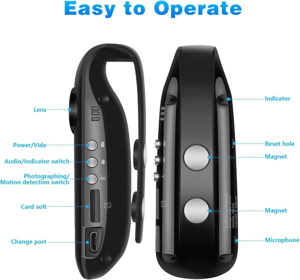 1080P HD Police-Grade Body Camera with Magnetic Clip & Night Vision | 128GB Wearable Mini Cam for Security, Cycling, Pets | Loop Recording, Waterproof, 3-Hr Battery - Image 4