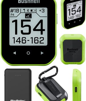 Bushnell Phantom 3 (Green) Slope Golf GPS Handheld Bundle - Touchscreen, Auto Course & Hole Recognition, Auto-Prompt Score Entry with PlayBetter Portable Charger, Belt Clip & Carabiner