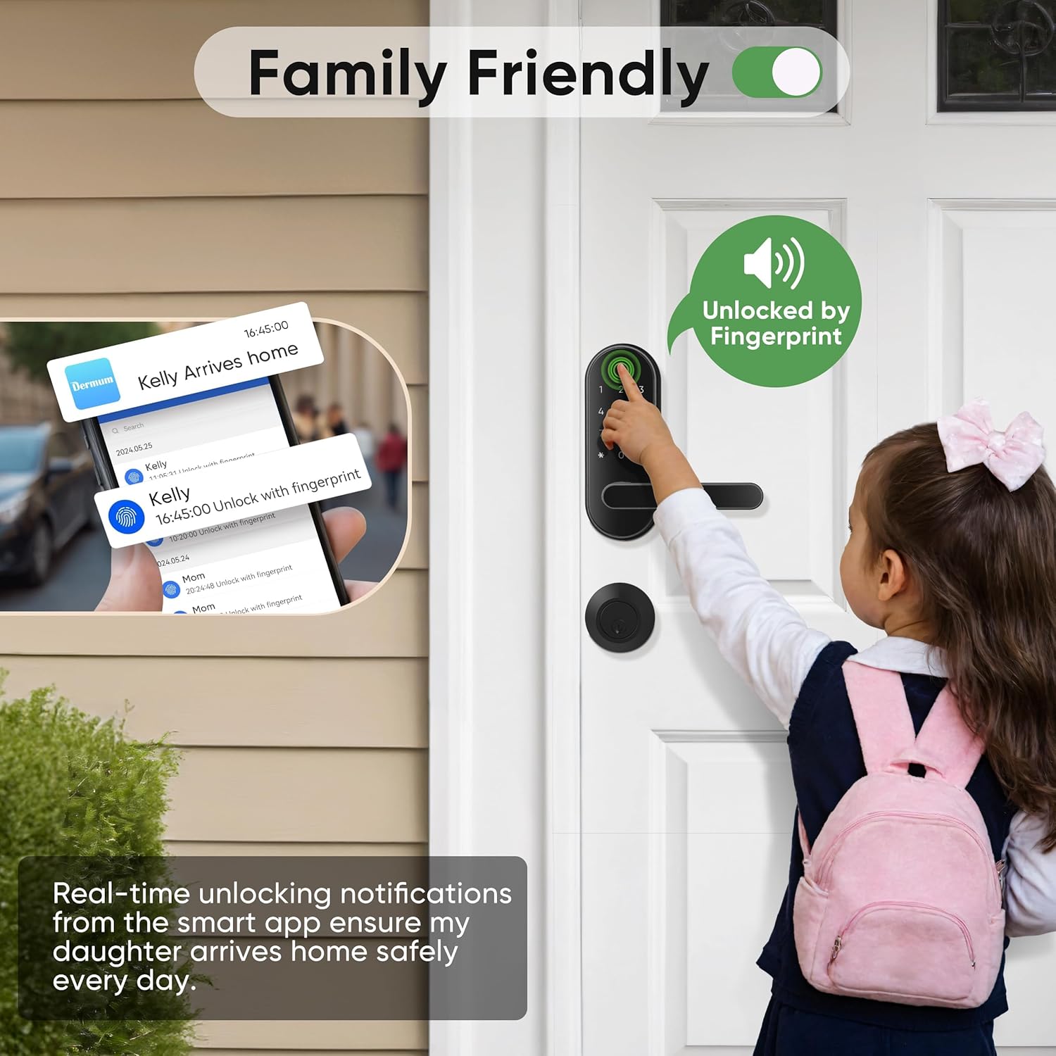 Keyless-Entry Fingerprint Digital Smart Lock: Electronic Door Lock with Code Passcode, Electric Door Knob, Biometric Door Handle (Black) - Image 3