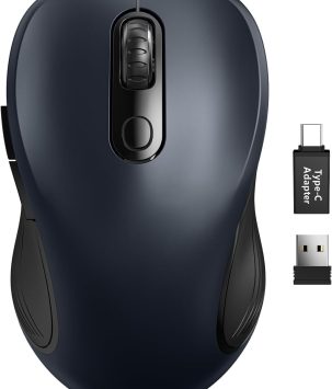 Trueque Wireless Mouse for Laptop, 2.4GHz Ergonomic Computer Mouse with Back & Forward Buttons, 3 Adjustable DPI Levels, 6 Buttons, Optical USB Cordless Mice for Windows Chromebook MacBook PC (Gray)